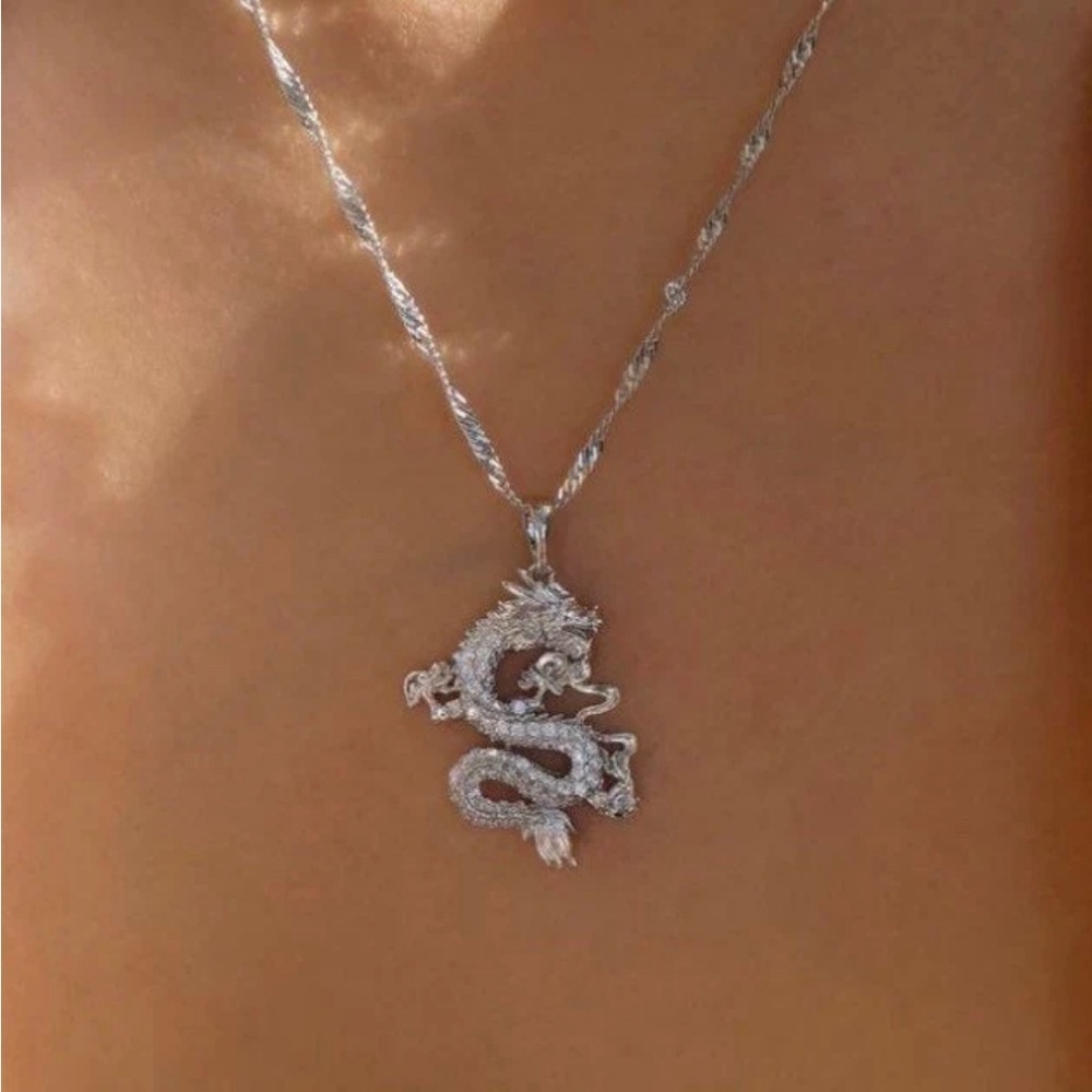 Silver dragon necklace